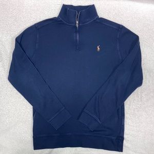 Polo Ralph Lauren navy quarter zip pullover lg 14/16 soft cotton